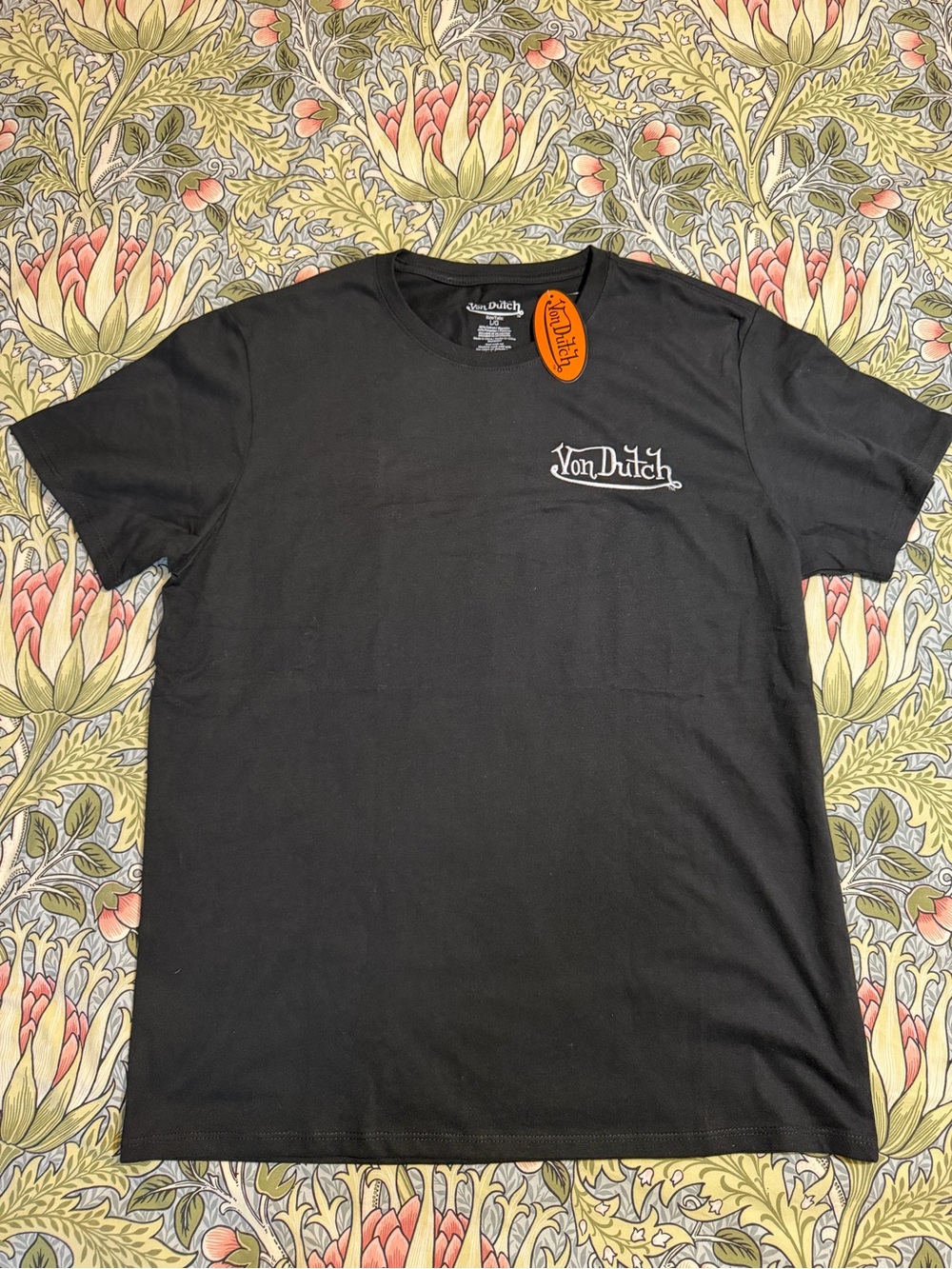 Von Dutch Men's Black Logo Crew Neck T-Shirt Size L/G